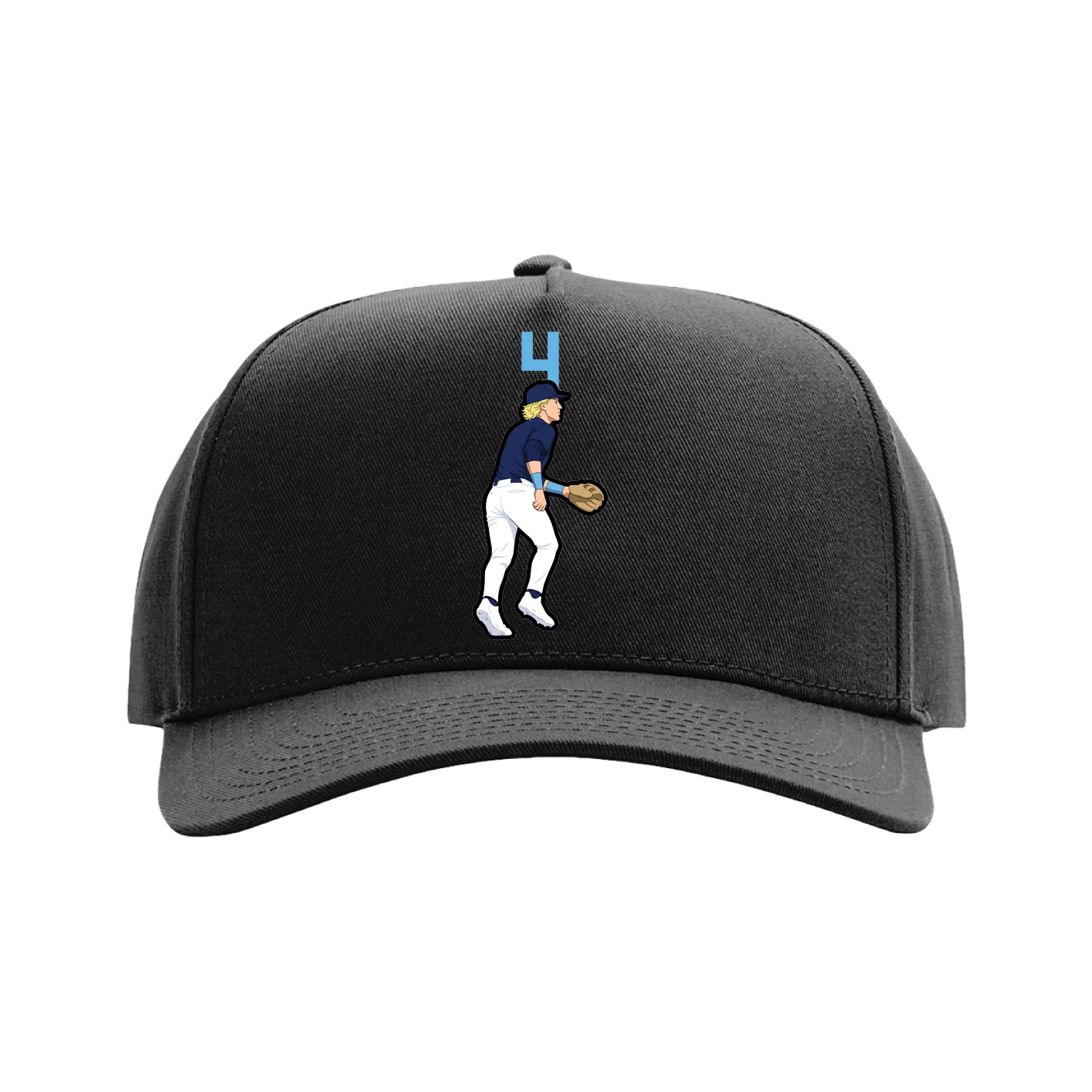 Full Fabric Five-Panel Champ Cap — Number Top in Black