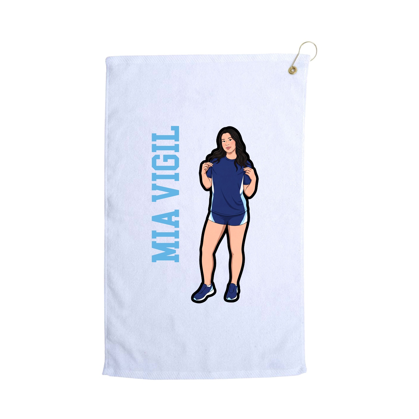 Golf Towel — Name Vertical in White