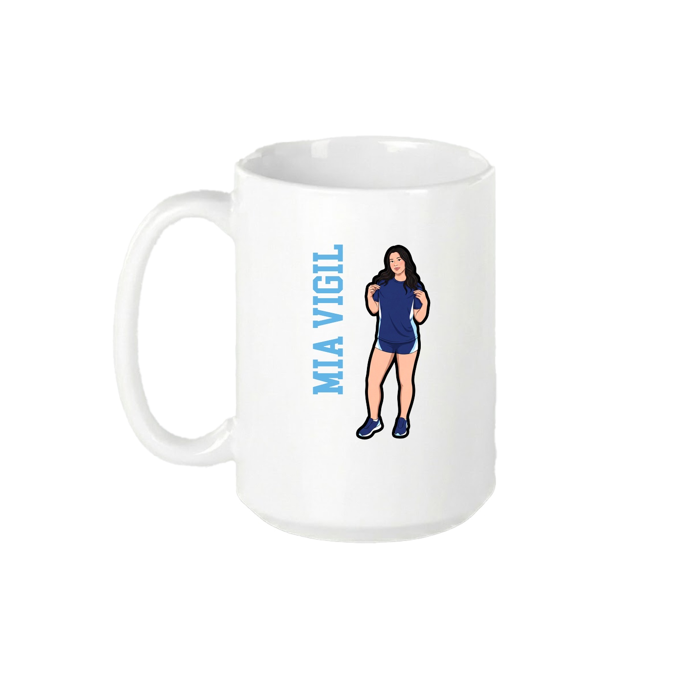 15oz Coffee Mug — Name Vertical in White
