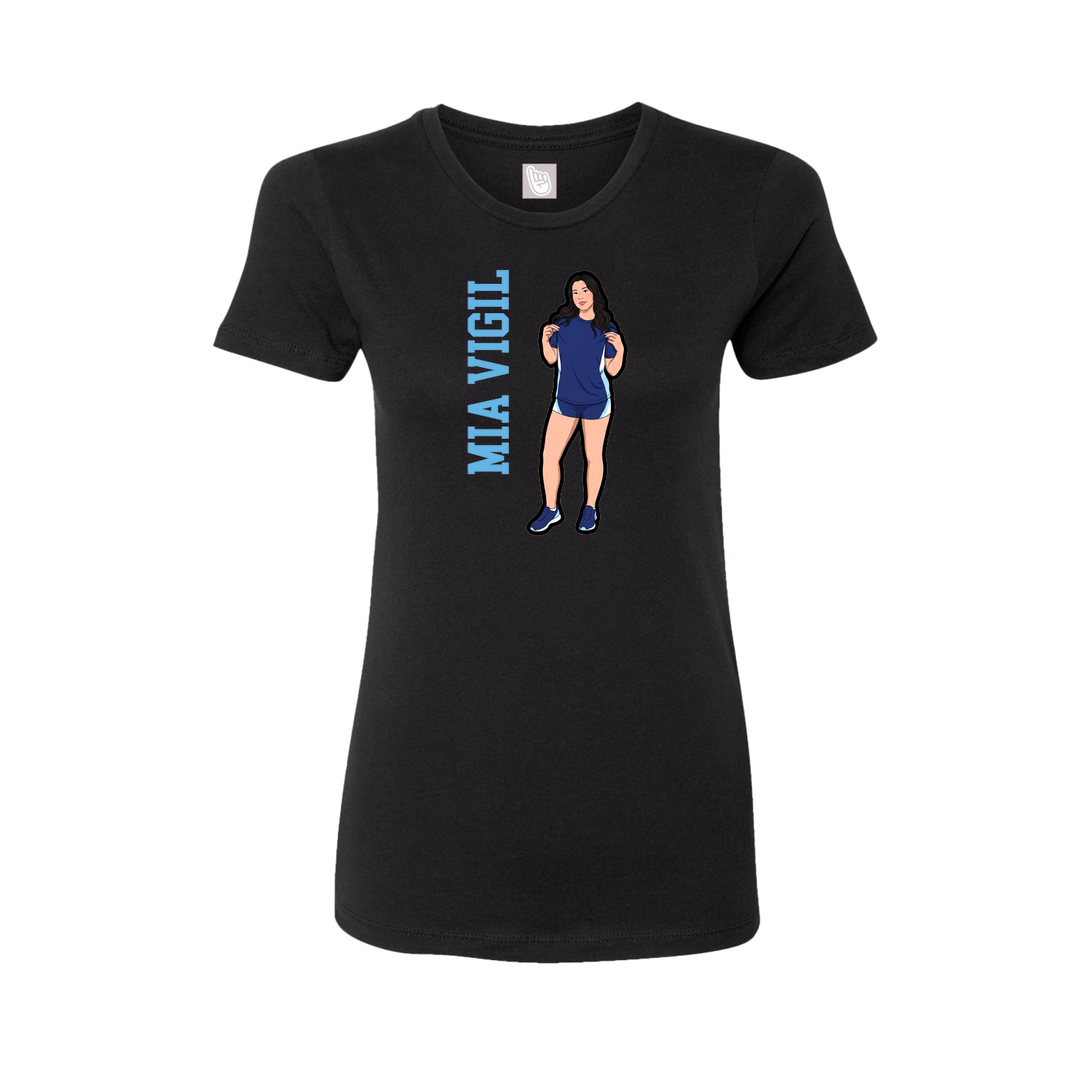 Fitted Women's Tee — Name Vertical in Black