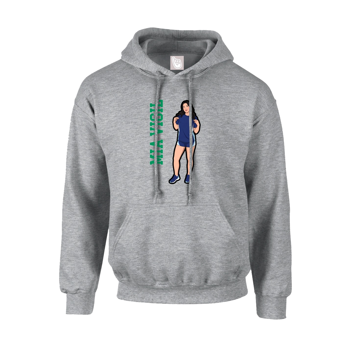 Youth Hoodie — Name Vertical in Grey