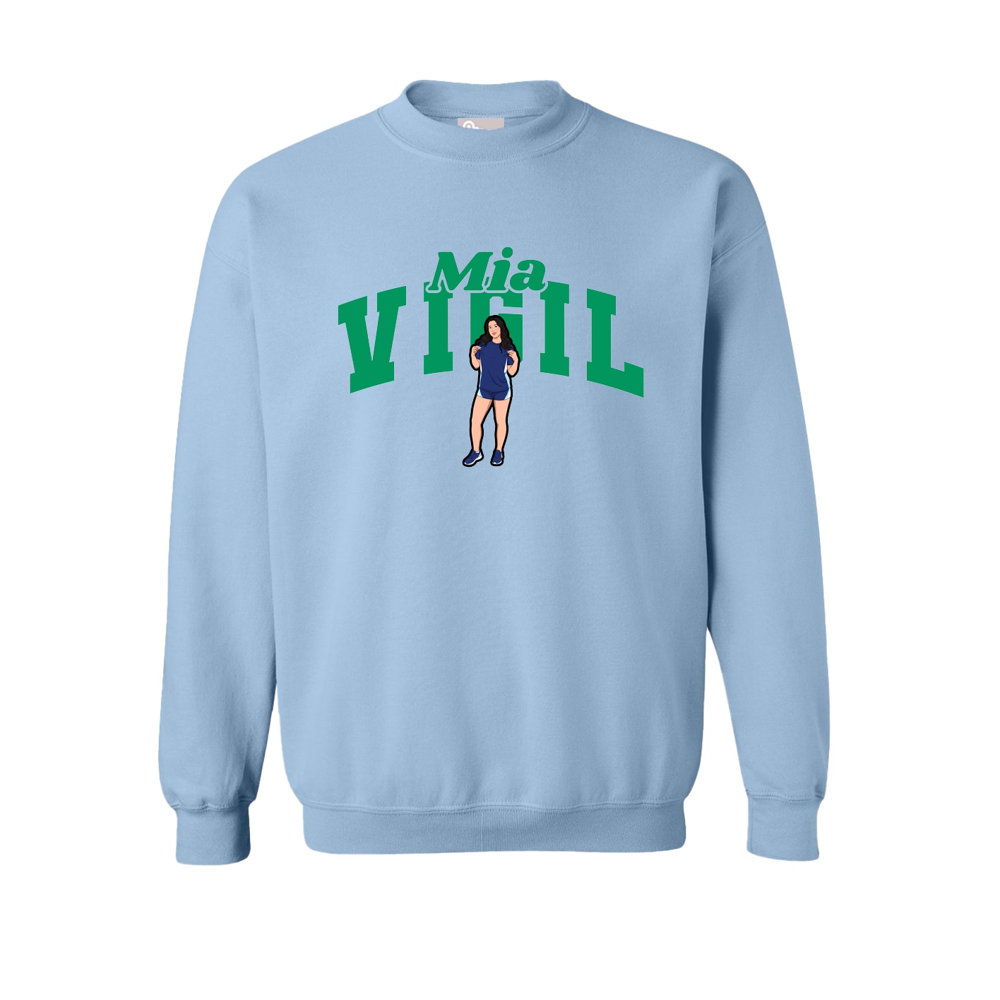 Fleece Crew — Signature Arch in Light Blue