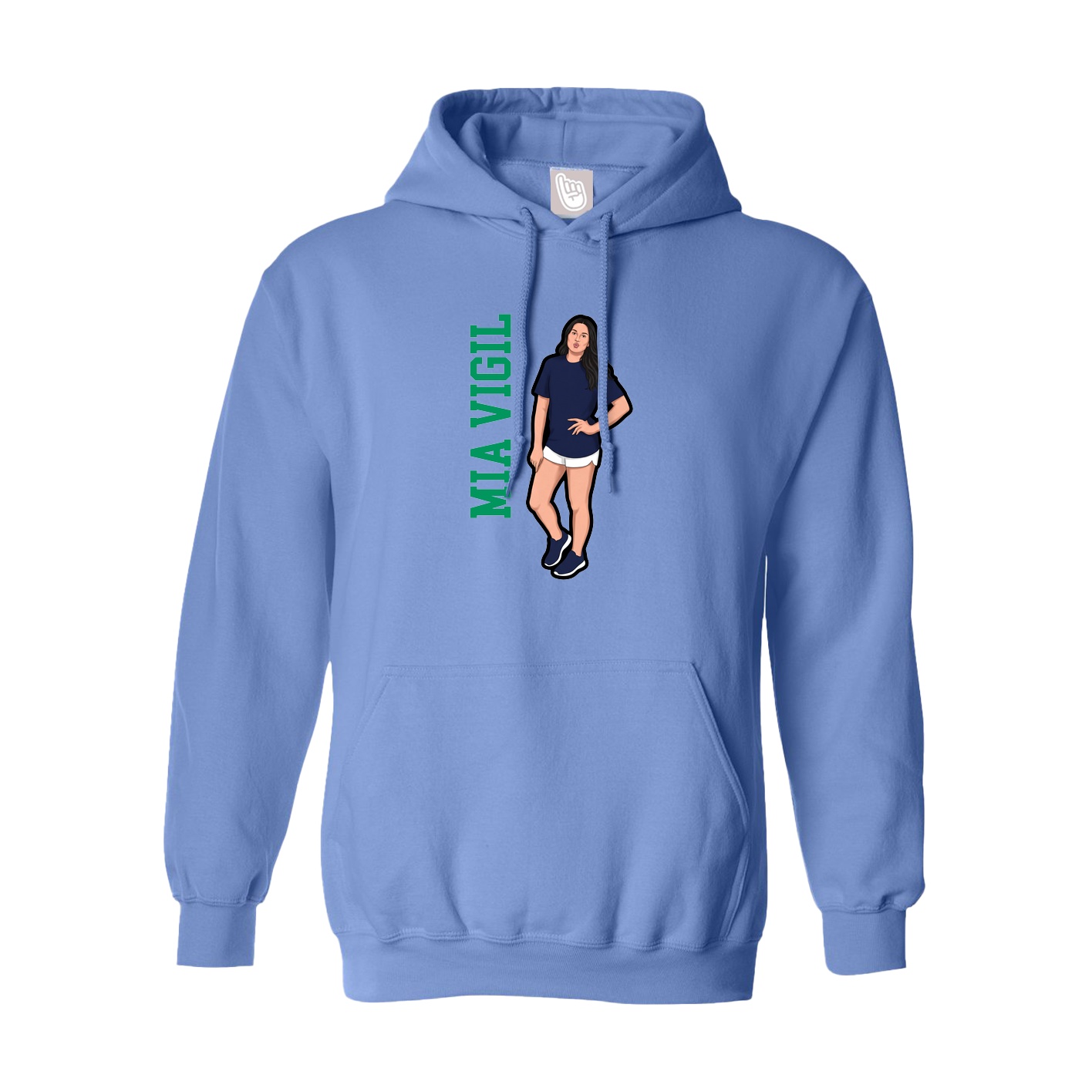 Youth Hoodie — Name Vertical in Powder Blue