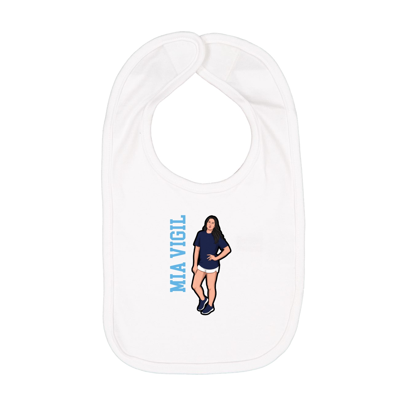 Infant Bib — Name Vertical in White