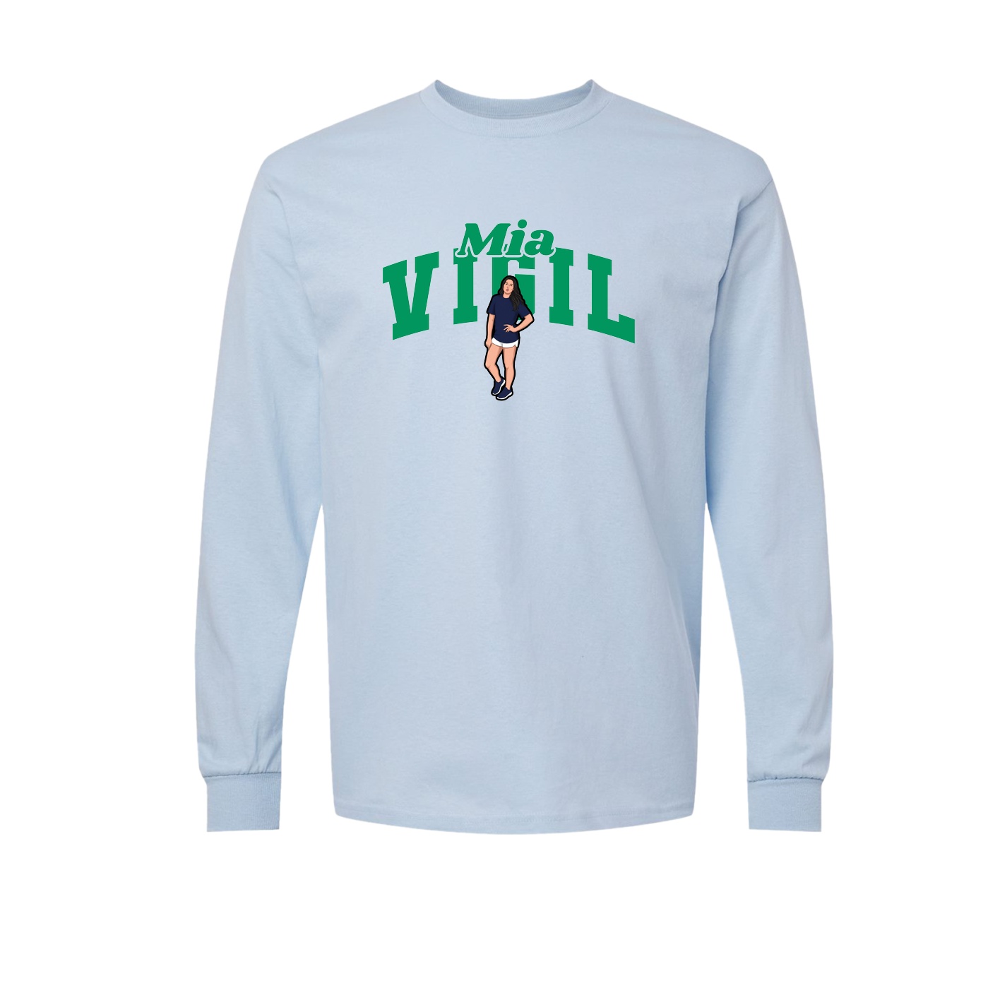 Long Sleeve Tee — Signature Arch in Light Blue