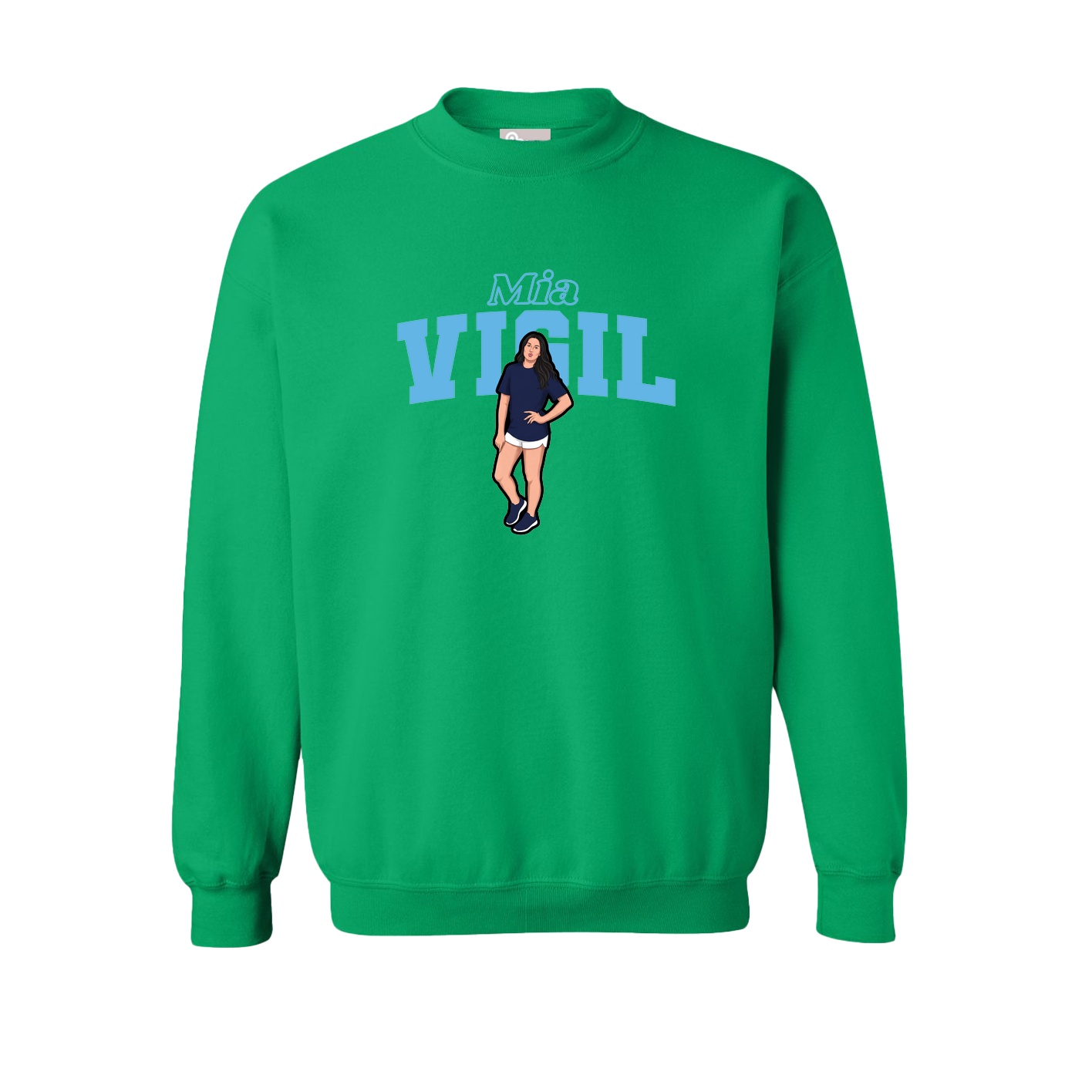 Fleece Crew — Name Arch in Green