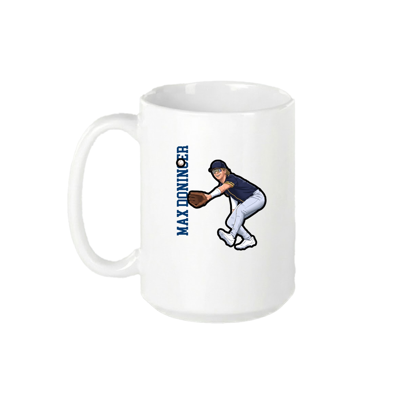 15oz Coffee Mug — Name Vertical in White