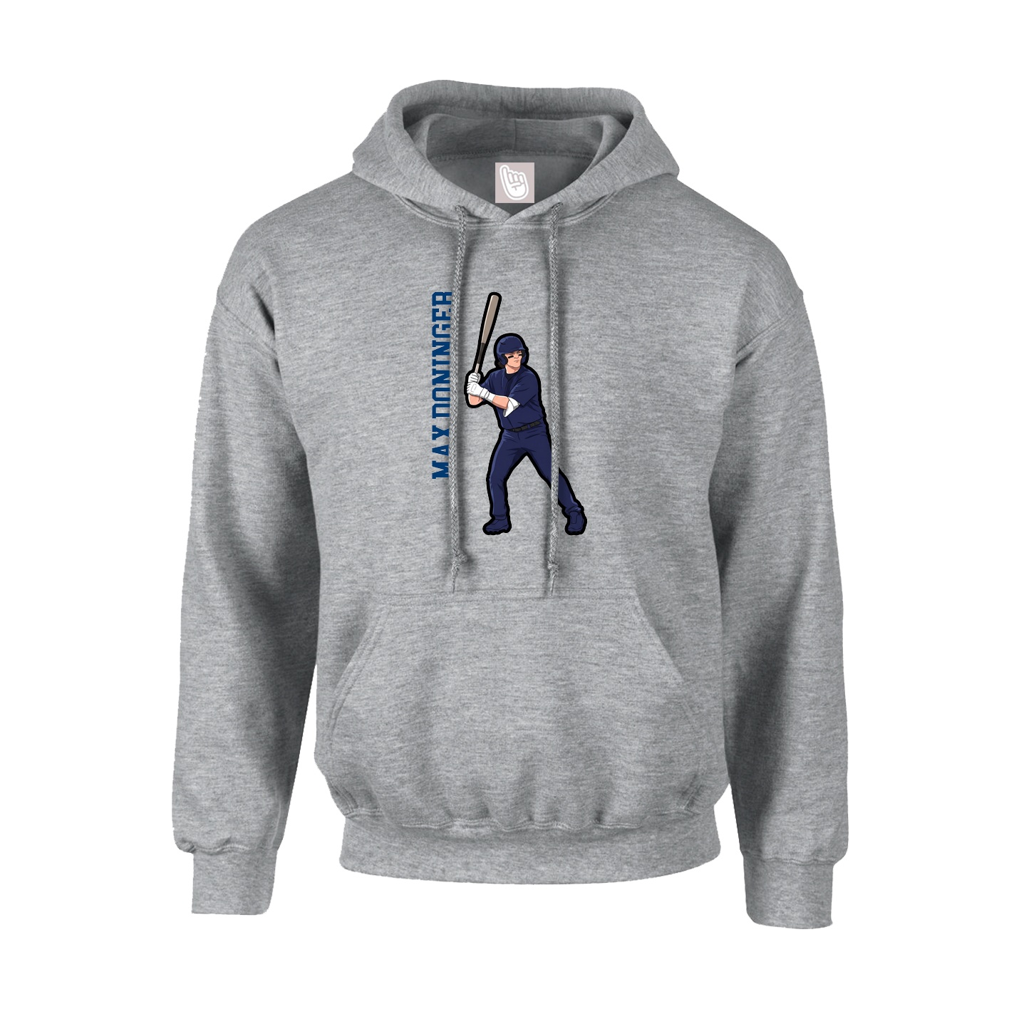 Hoodie — Name Vertical in Grey
