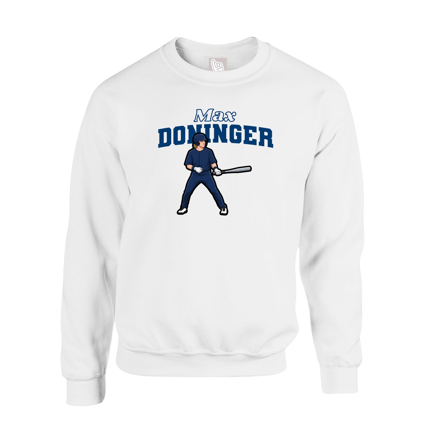 Fleece Crew — Name Arch in White