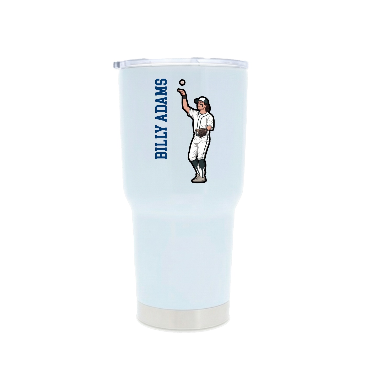 30oz Stainless Steel Tumbler — Name Vertical in White