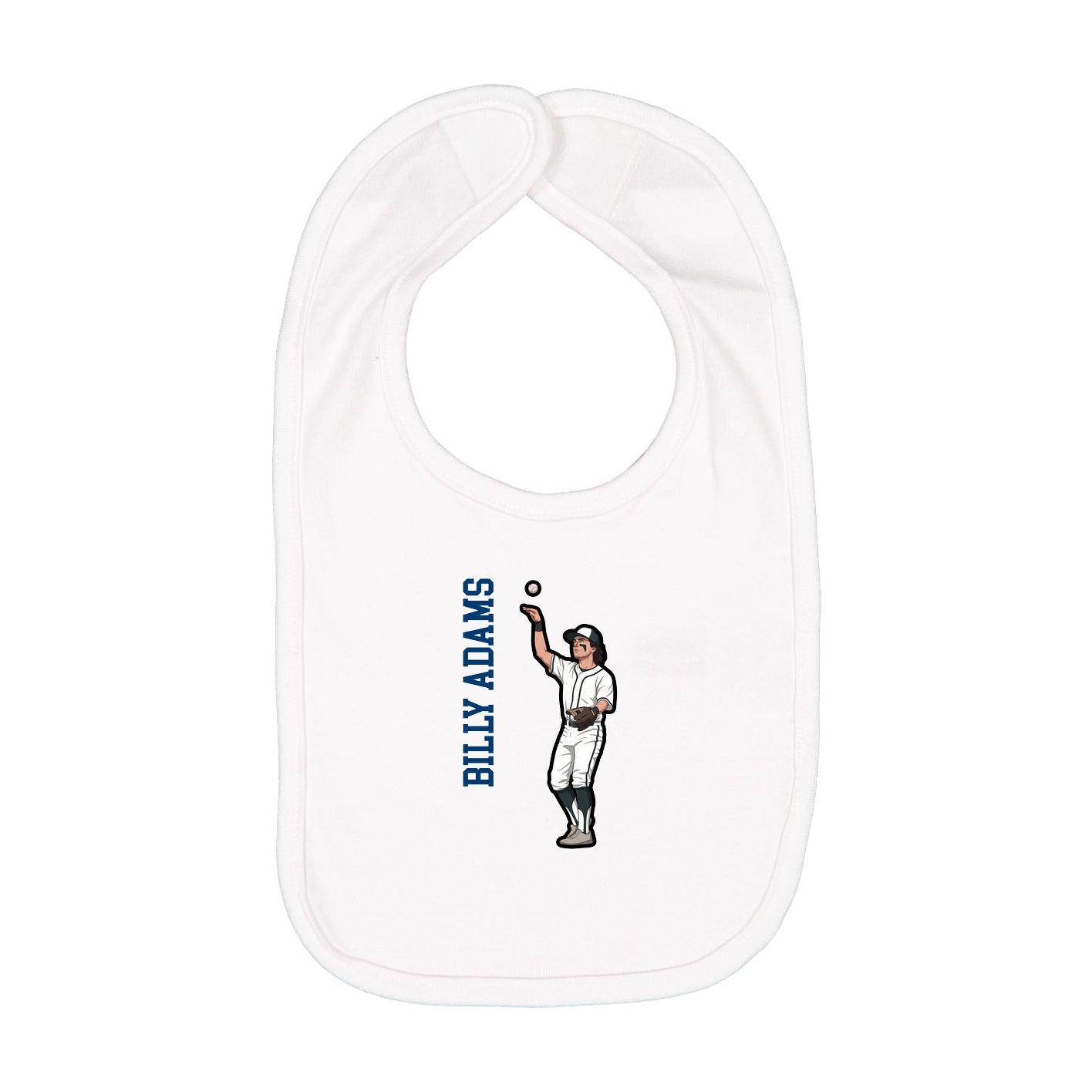 Infant Bib — Name Vertical in White