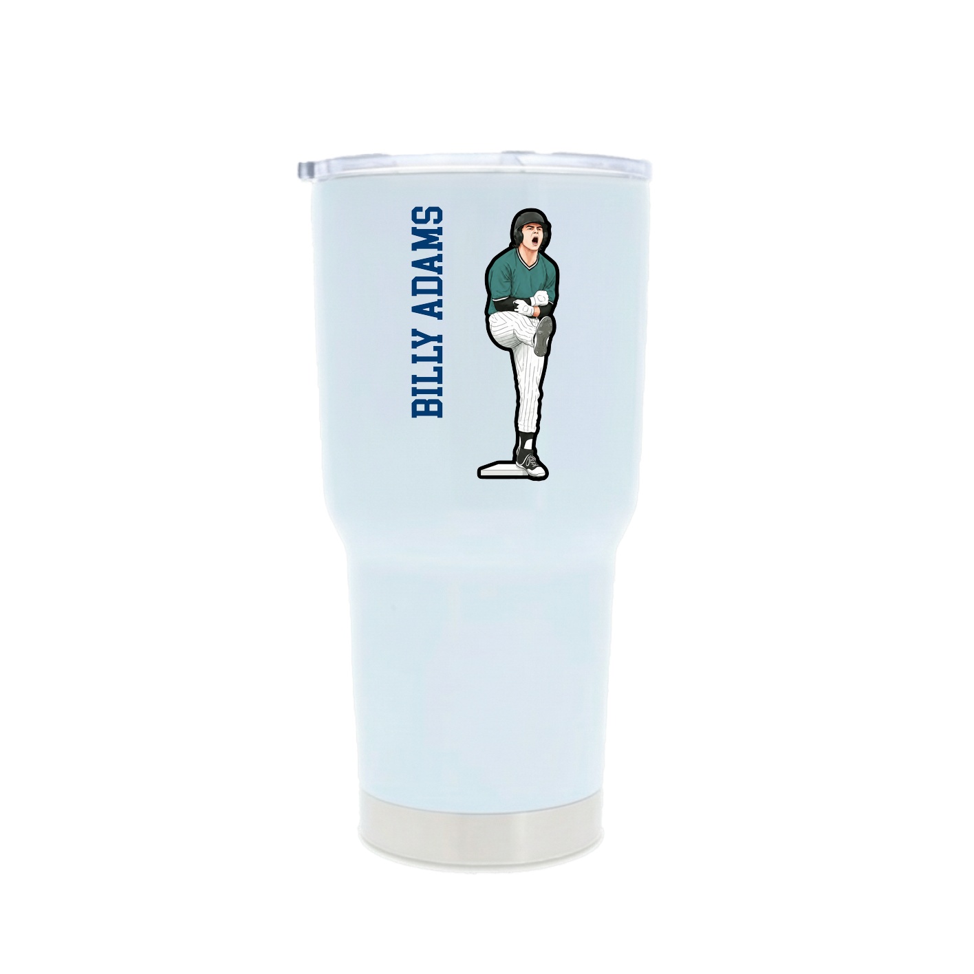 30oz Stainless Steel Tumbler — Name Vertical in White
