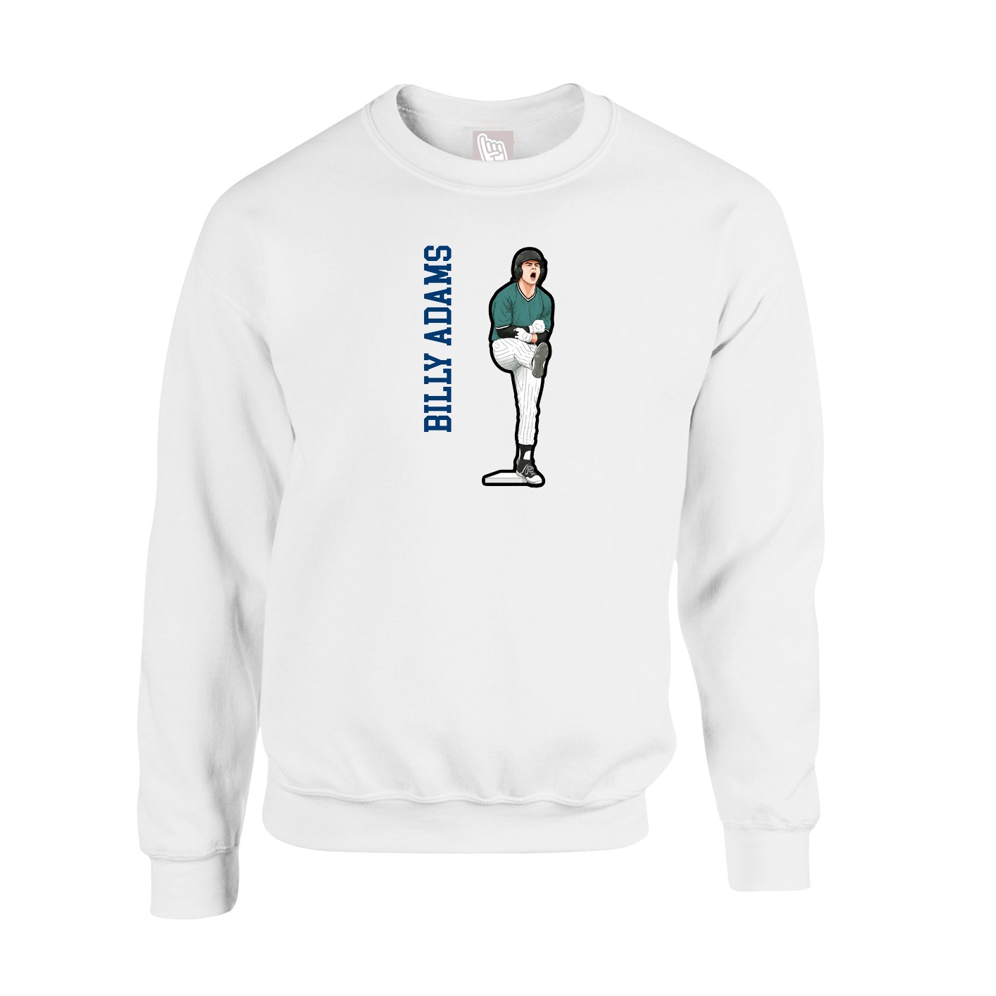 Fleece Crew — Name Vertical in White