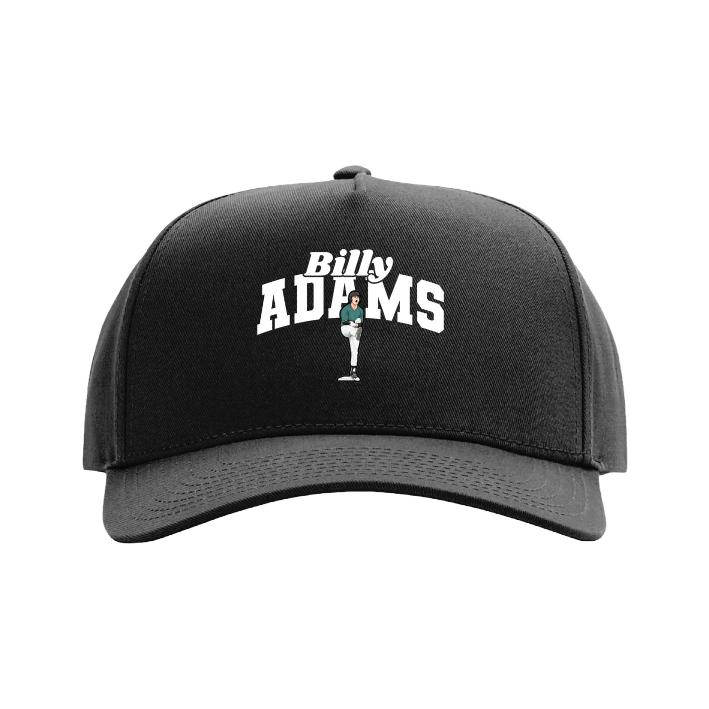 Full Fabric Five-Panel Champ Cap — Signature Arch in Black
