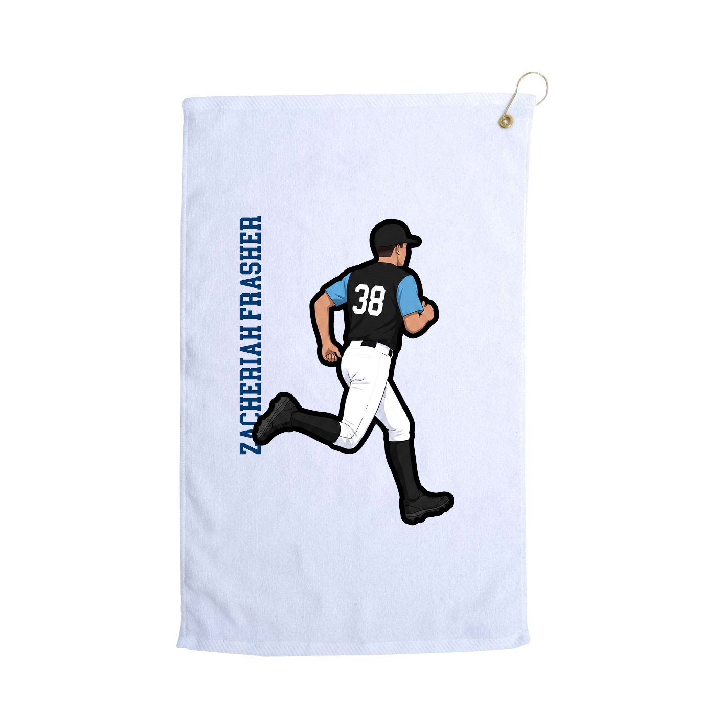 Golf Towel — Name Vertical in White