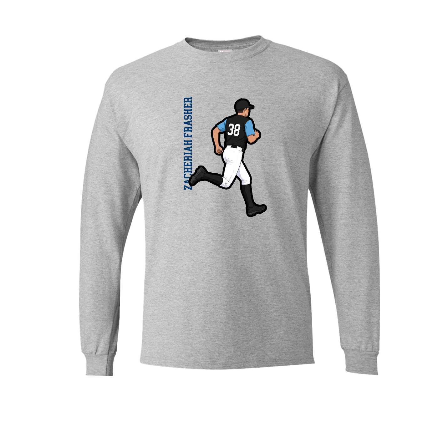 Long Sleeve Tee — Name Vertical in Grey