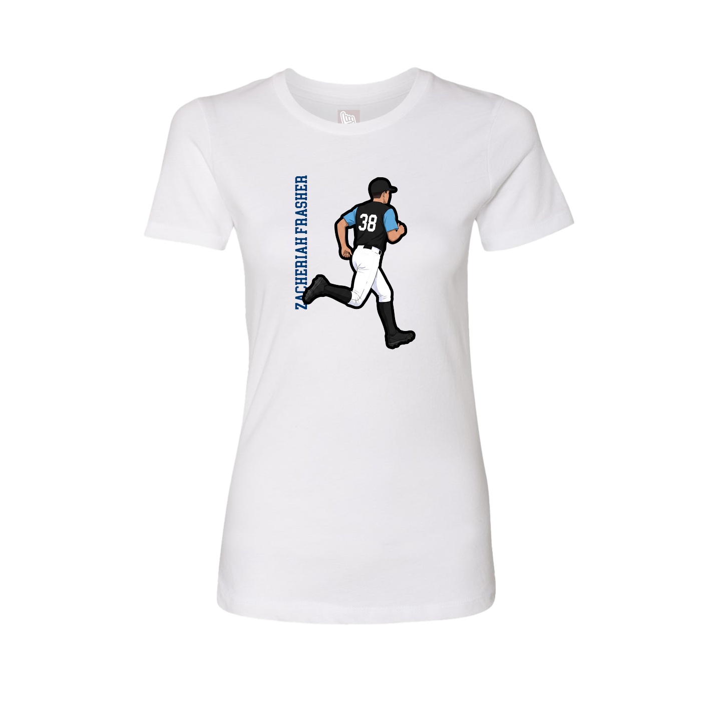 Fitted Women's Tee — Name Vertical in White