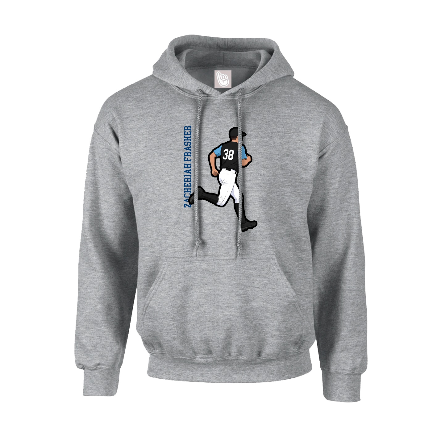 Youth Hoodie — Name Vertical in Grey