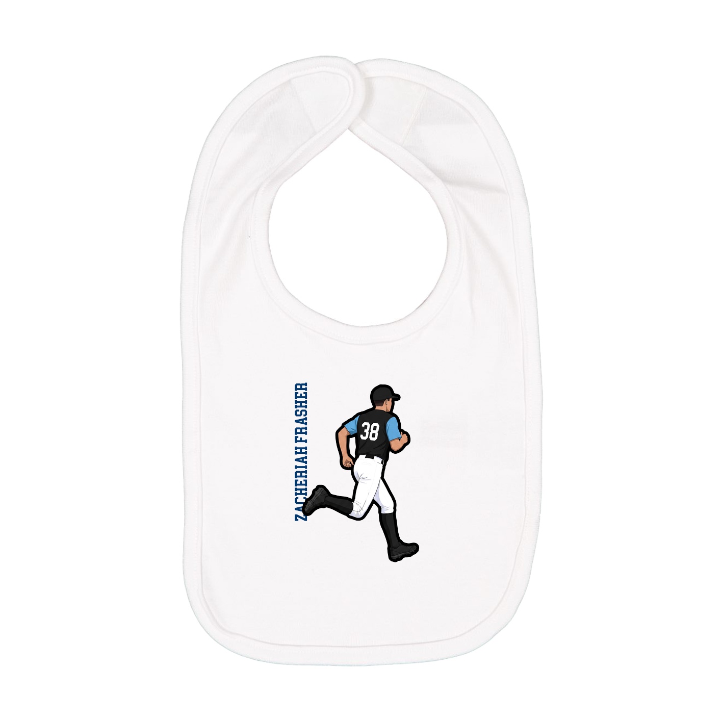 Infant Bib — Name Vertical in White