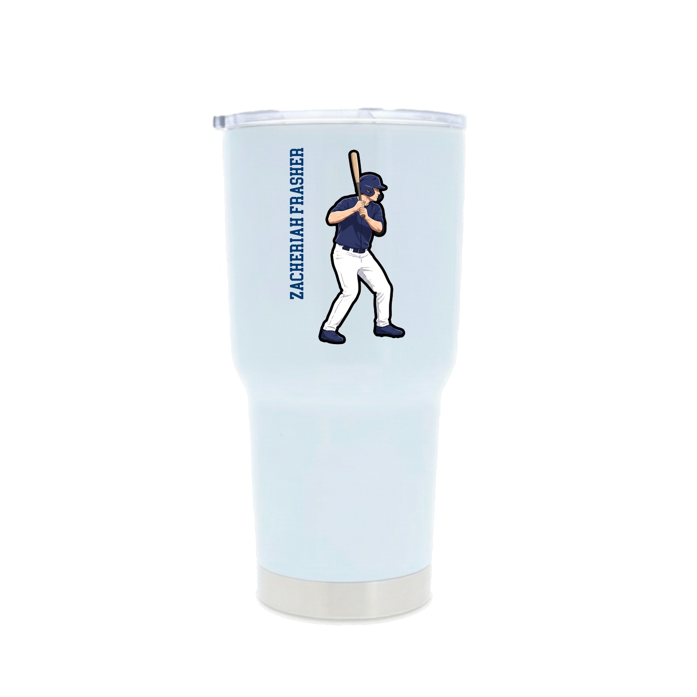 30oz Stainless Steel Tumbler — Name Vertical in White