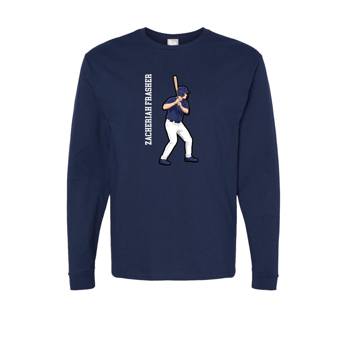 Long Sleeve Tee — Name Vertical in Navy