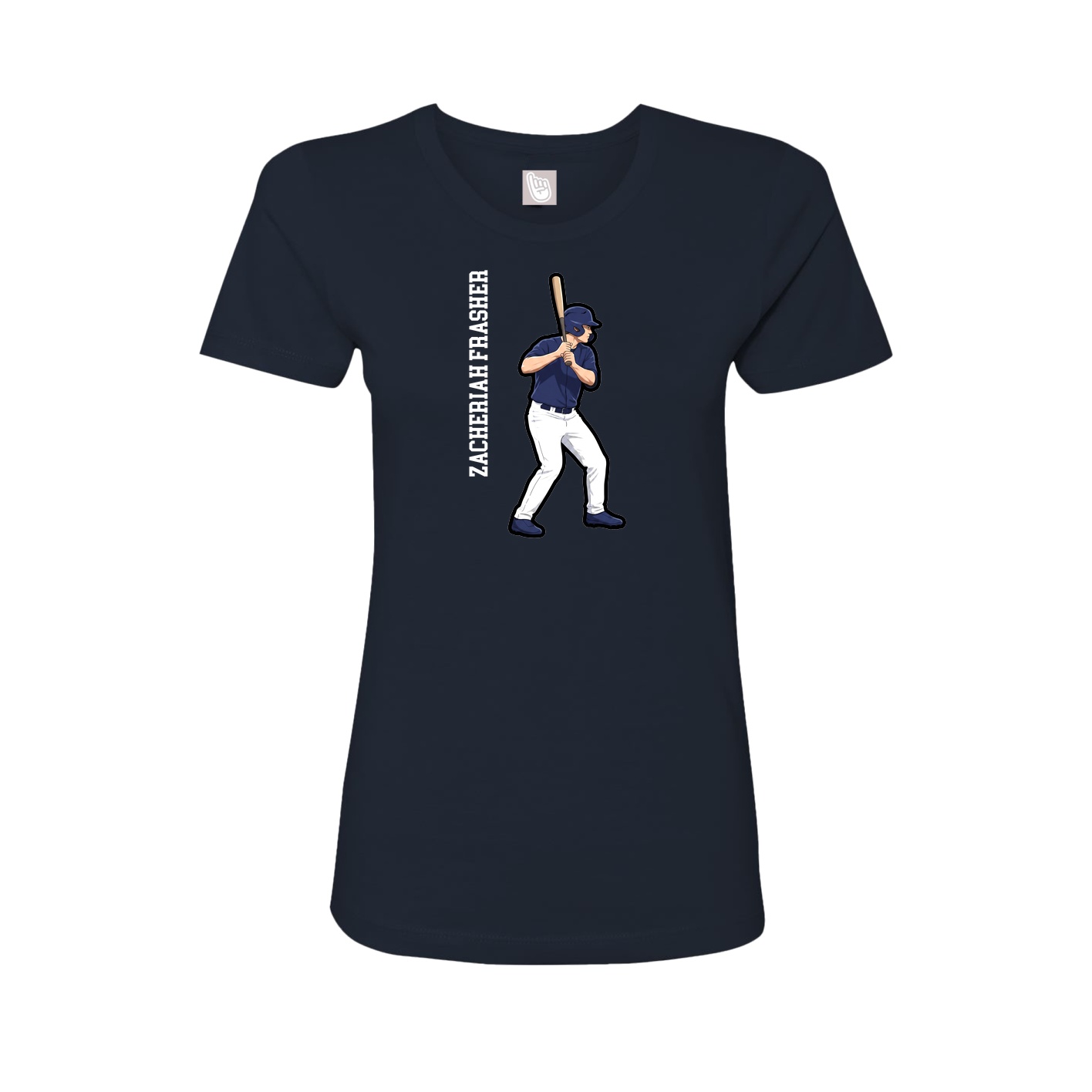 Fitted Women's Tee — Name Vertical in Navy