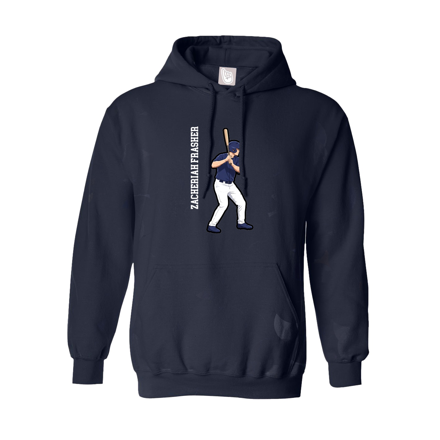 Hoodie — Name Vertical in Navy