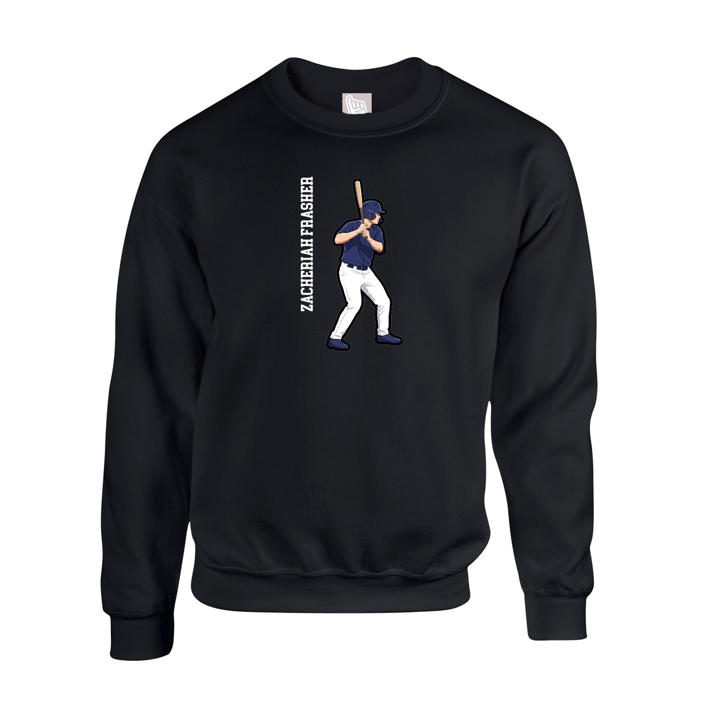Fleece Crew — Name Vertical in Black