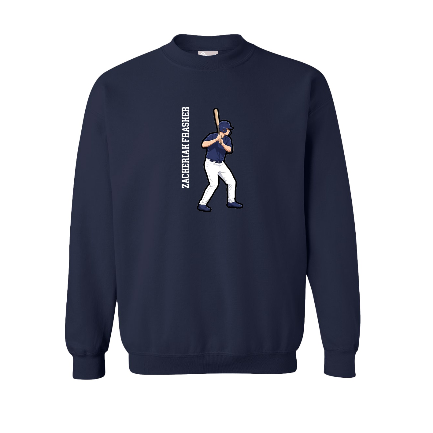 Fleece Crew — Name Vertical in Navy