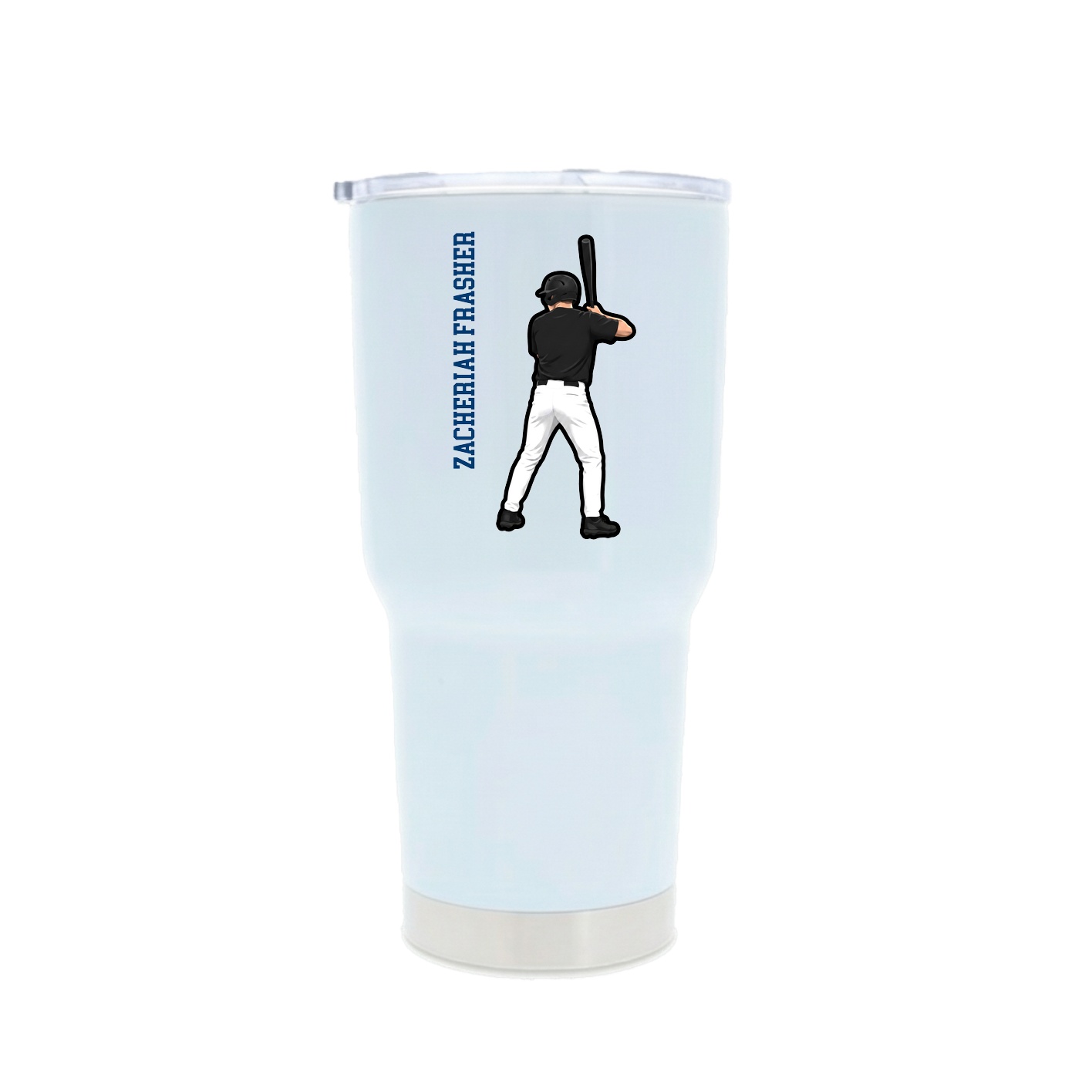 30oz Stainless Steel Tumbler — Name Vertical in White