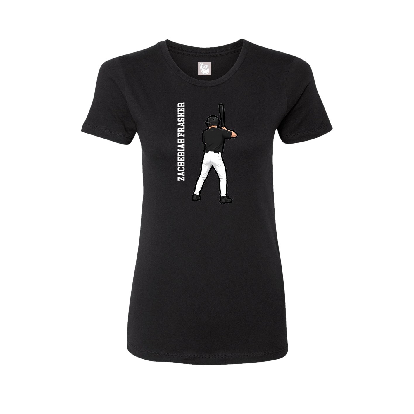 Fitted Women's Tee — Name Vertical in Black