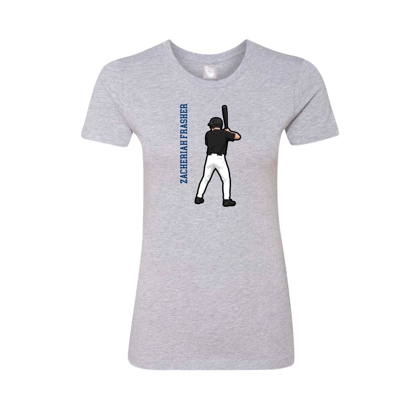 Womens Tee — Name Vertical in Grey