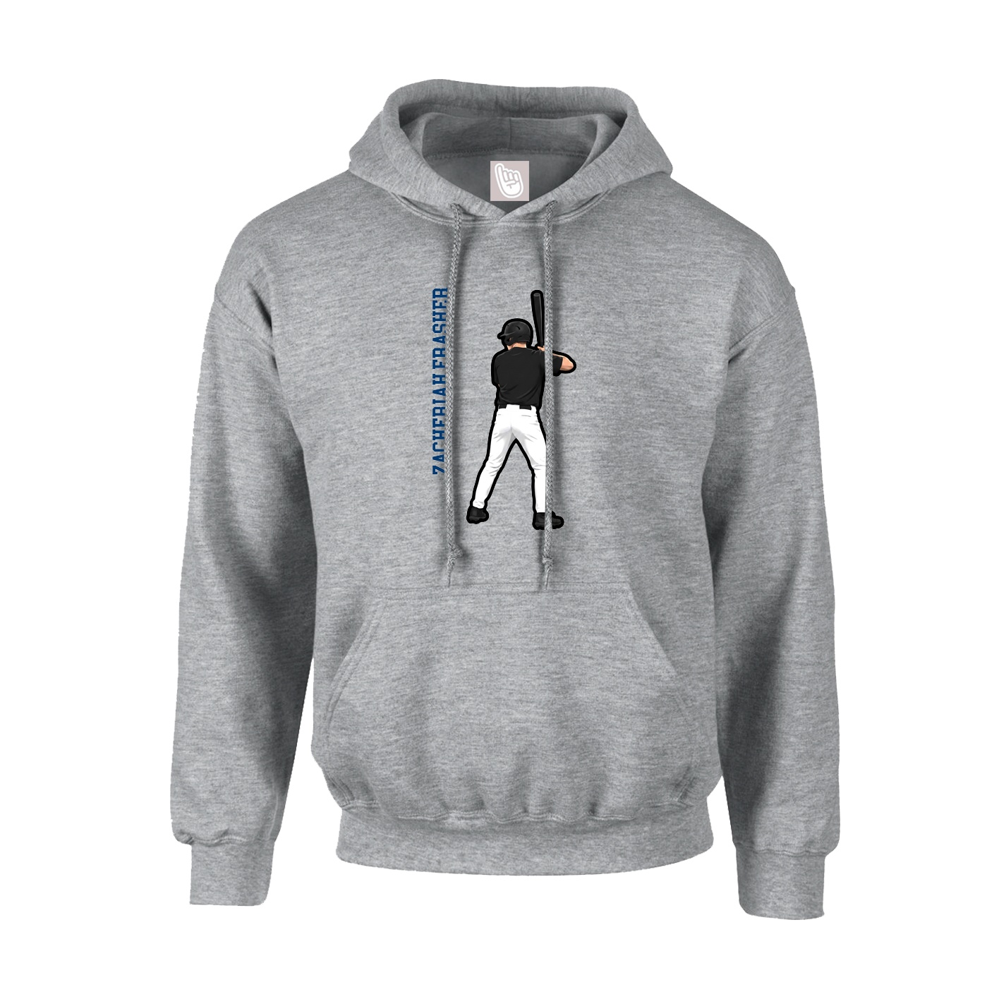Hoodie — Name Vertical in Grey
