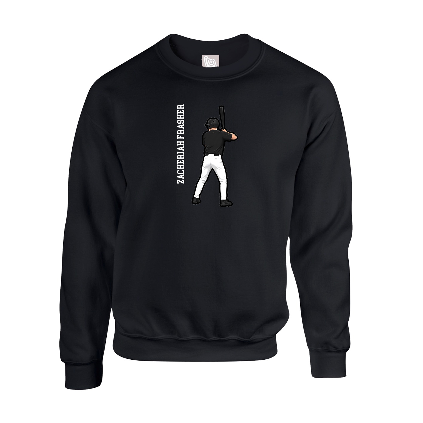 Fleece Crew — Name Vertical in Black