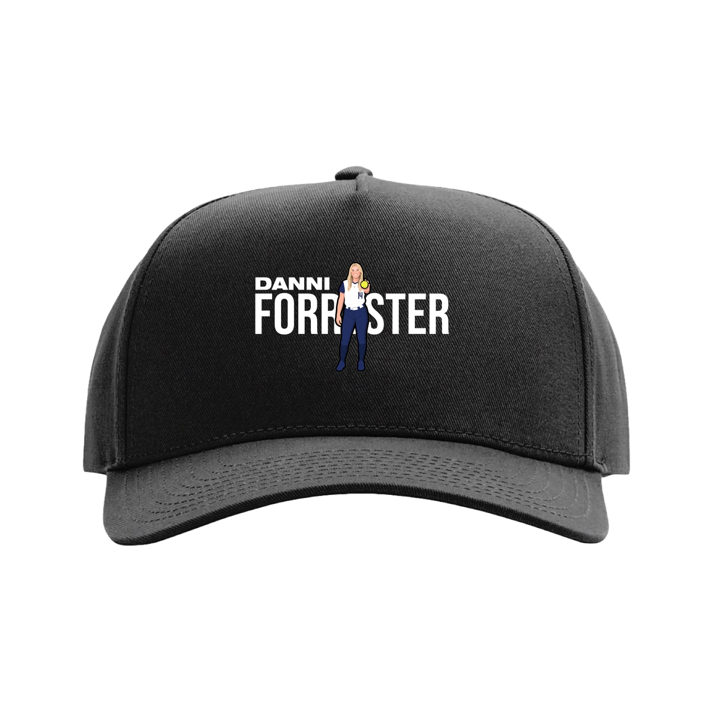 Full Fabric Five-Panel Champ Cap — Player Name in Black