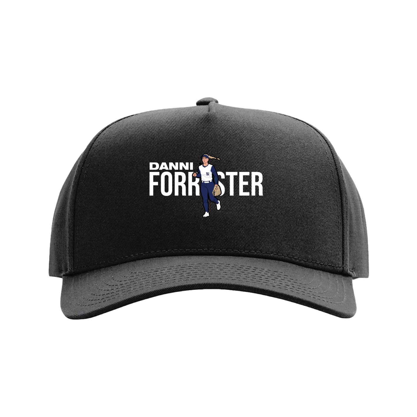 Full Fabric Five-Panel Champ Cap — Player Name in Black