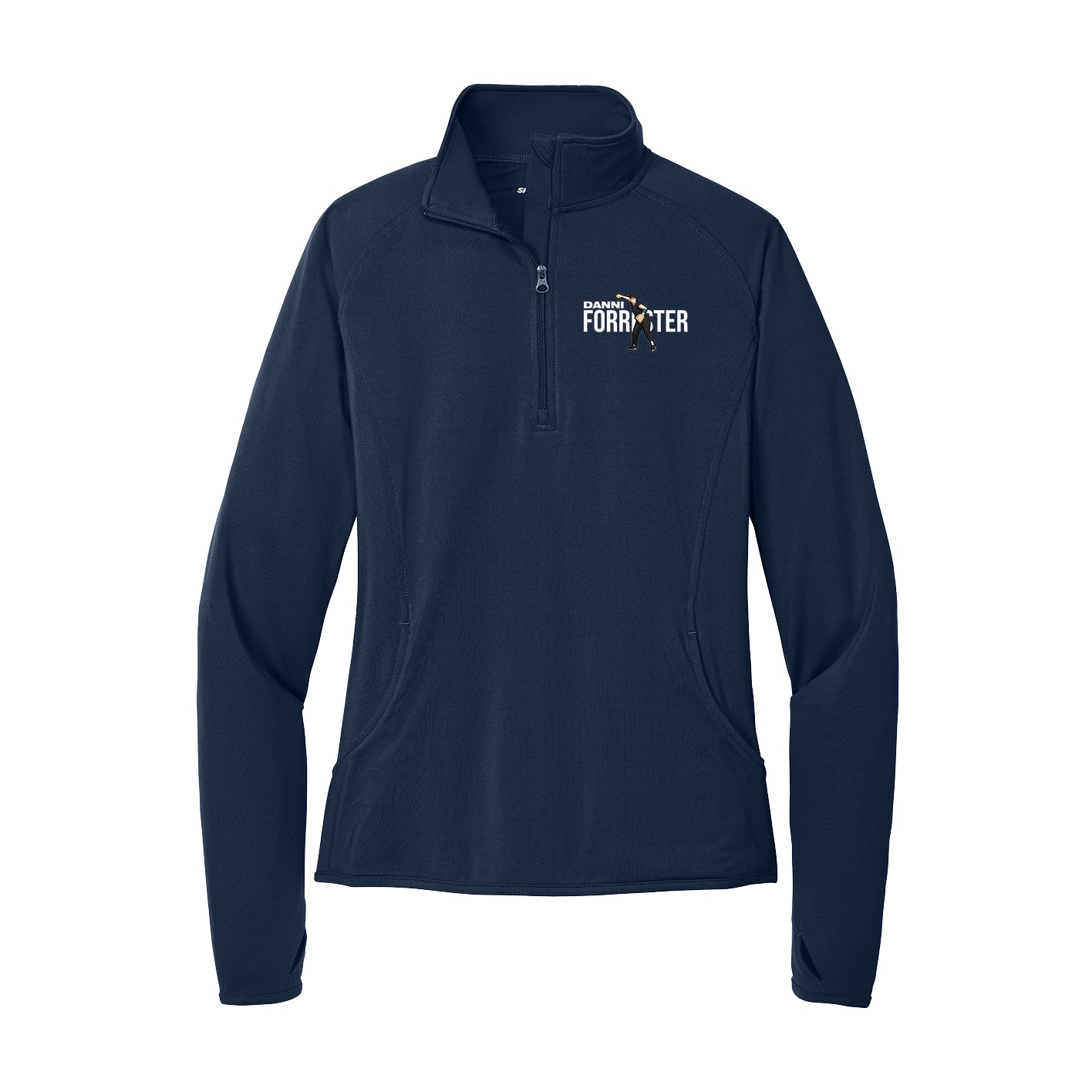 Women's Q-Zip Pullover — Player Name in Navy