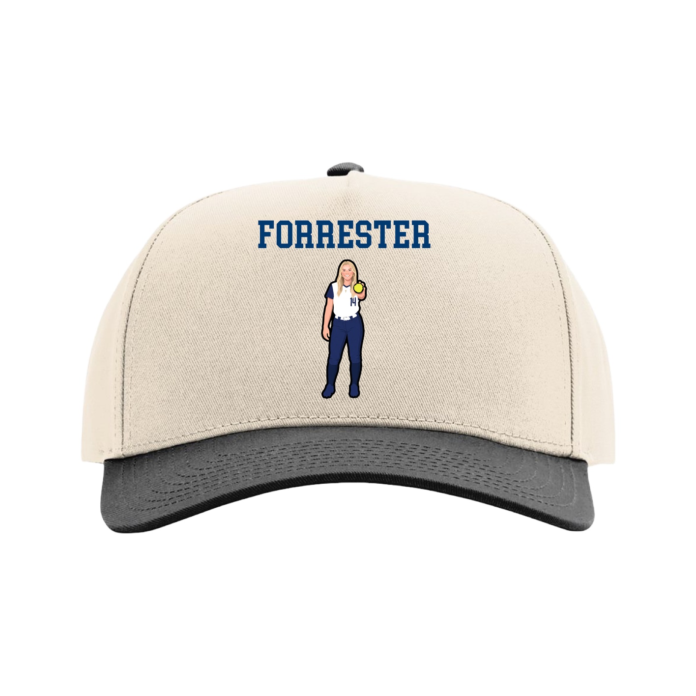 Full Fabric Five-Panel Champ Cap — Shirsey in Cream/Black