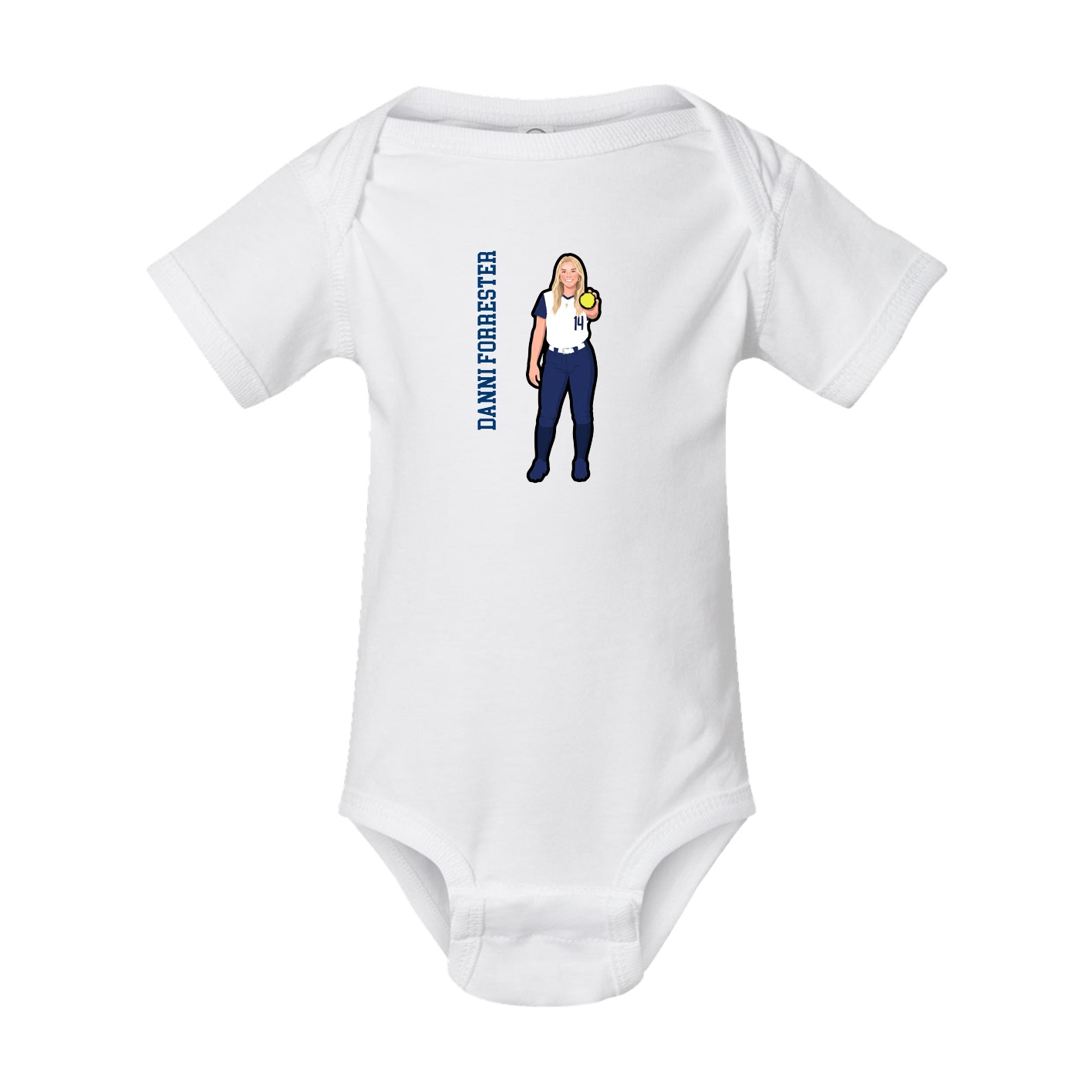 Baby Onesie — Name Vertical in White