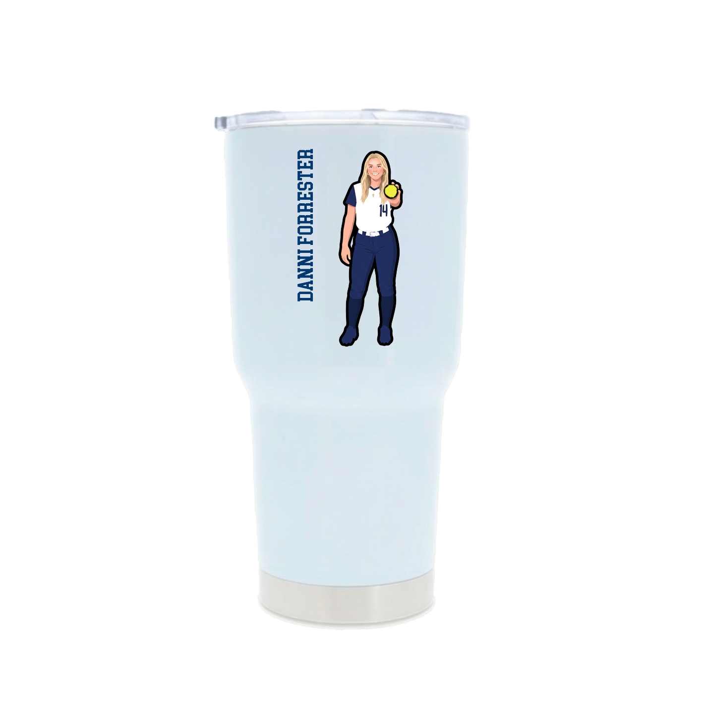 30oz Stainless Steel Tumbler — Name Vertical in White