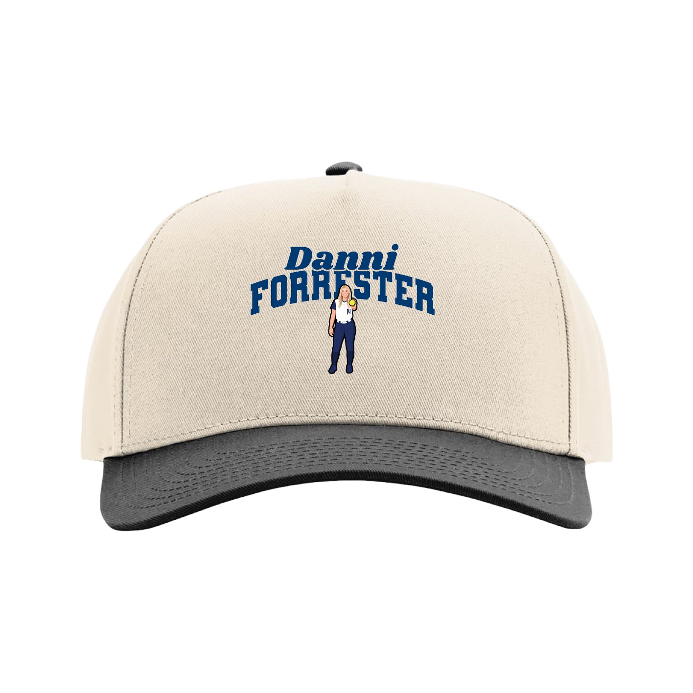 Full Fabric Five-Panel Champ Cap — Signature Arch in Cream/Black