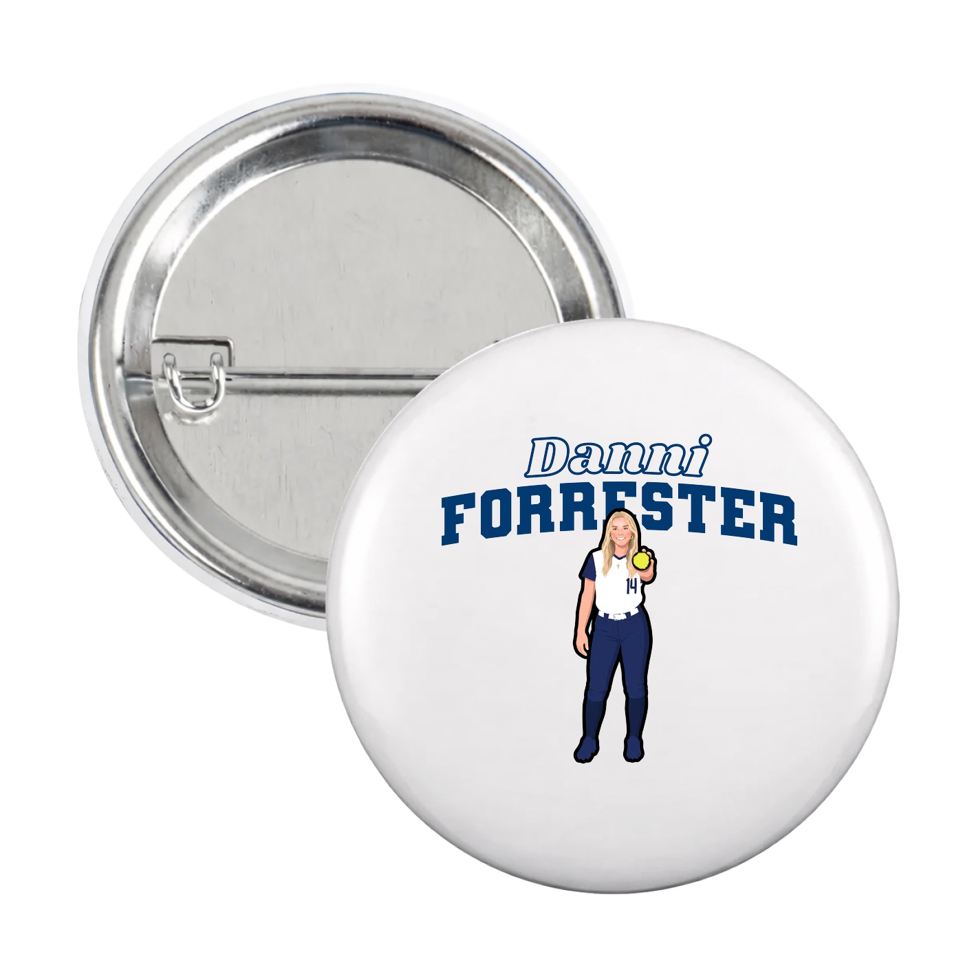 Game Day Button — Name Arch in White