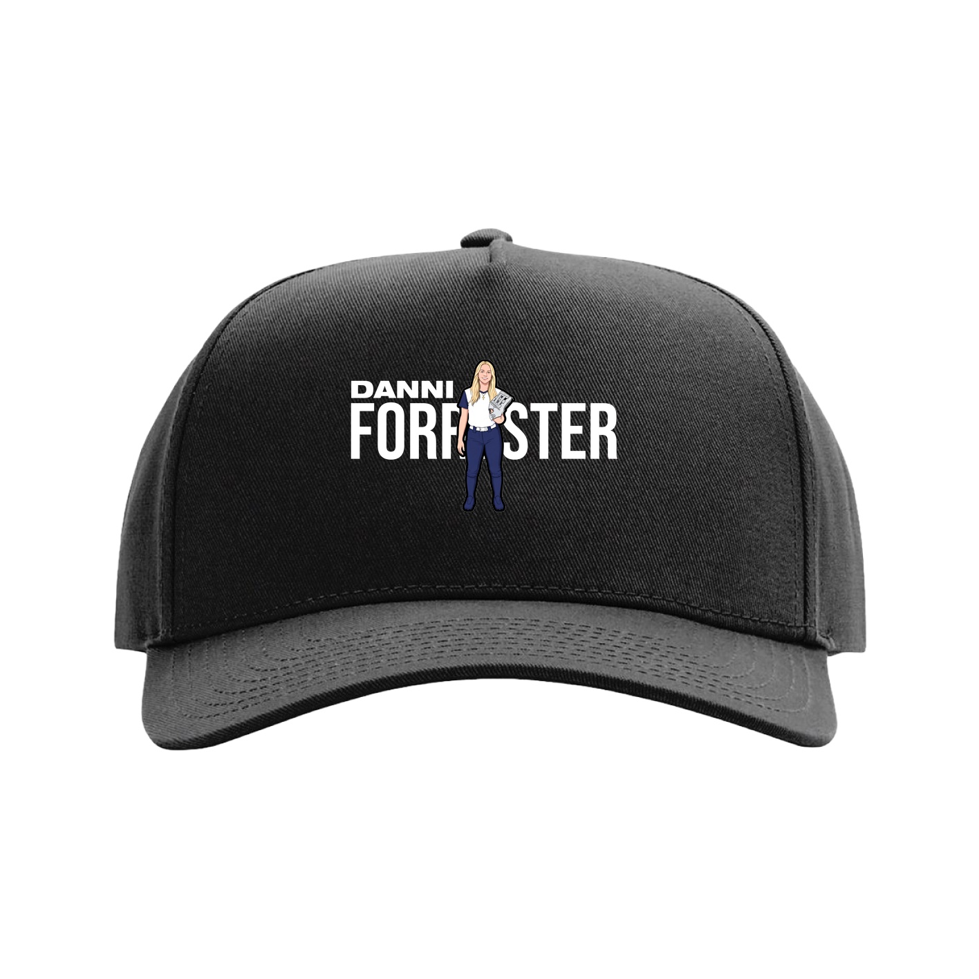 Full Fabric Five-Panel Champ Cap — Player Name in Black