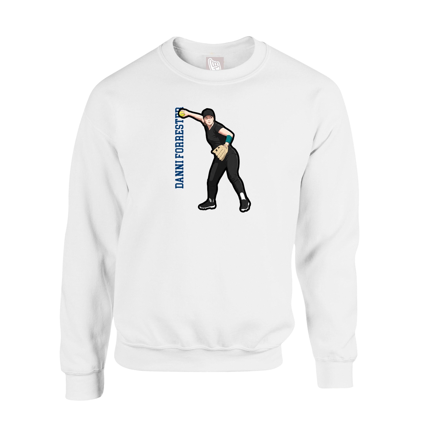 Fleece Crew — Name Vertical in White