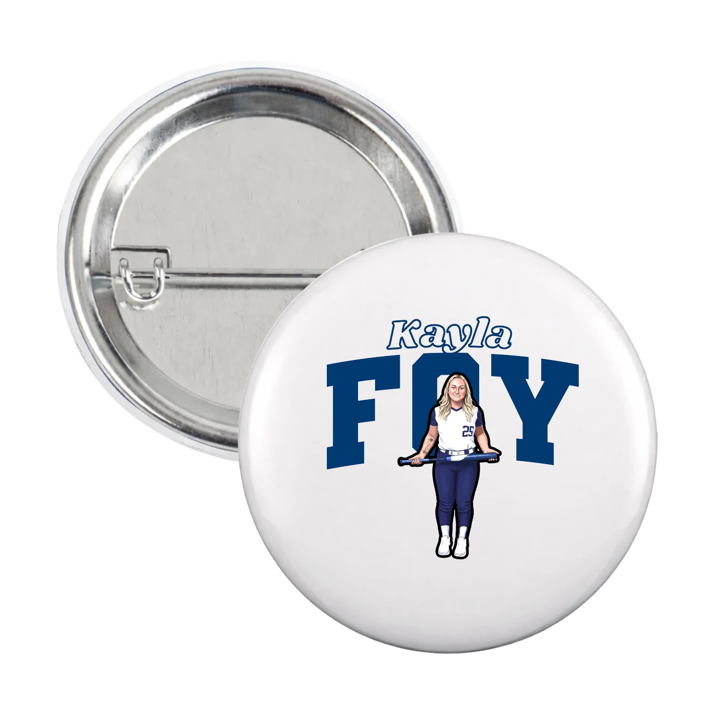 Game Day Button — Name Arch in White