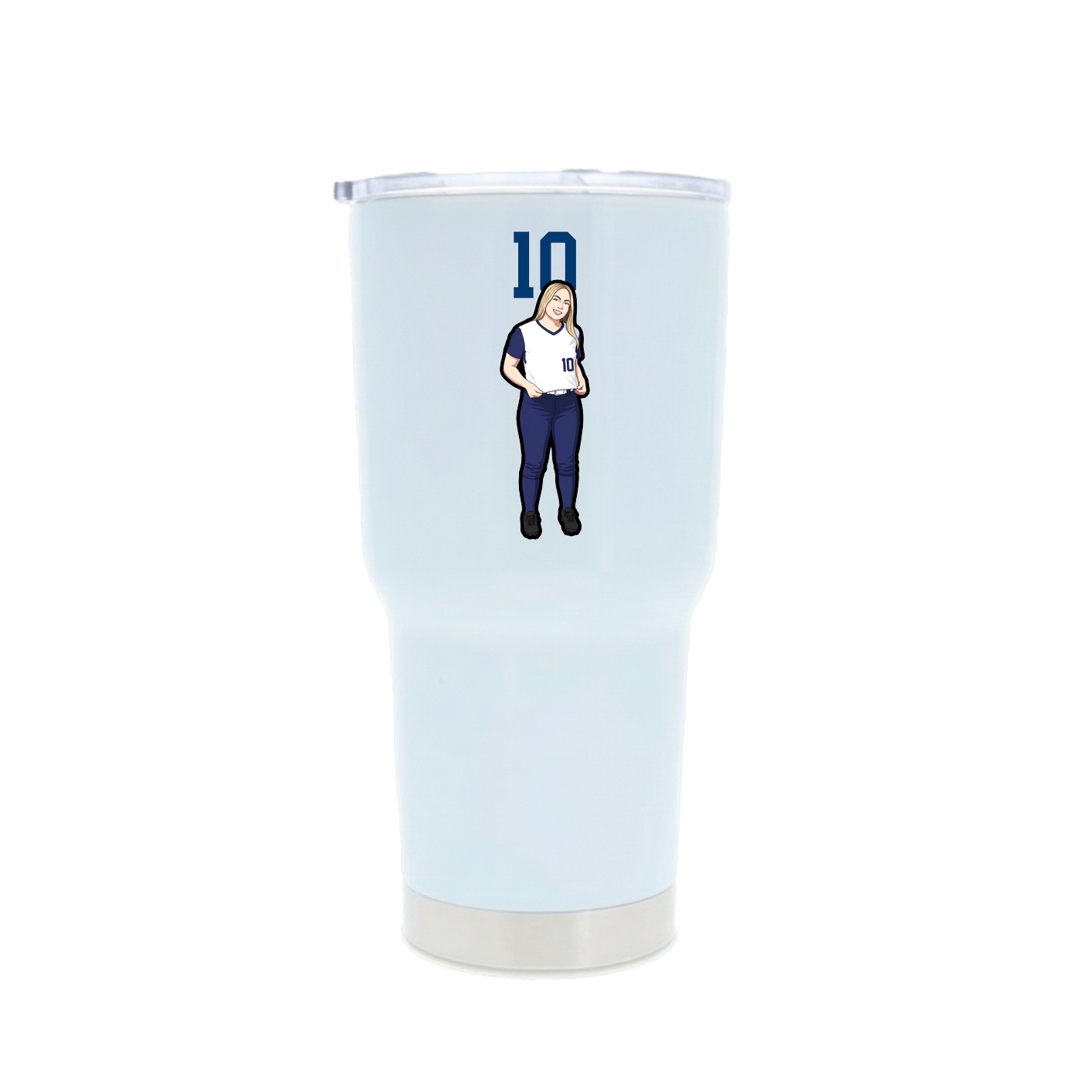 30oz Stainless Steel Tumbler — Number Top in White