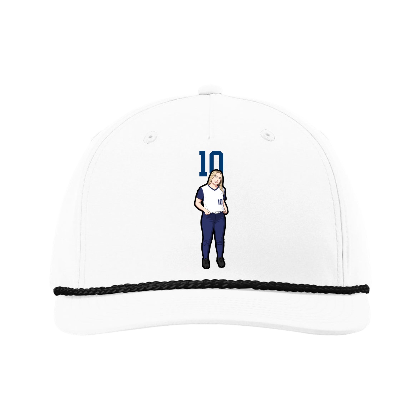 Five-Panel Classic Rope Cap — Number Top in White
