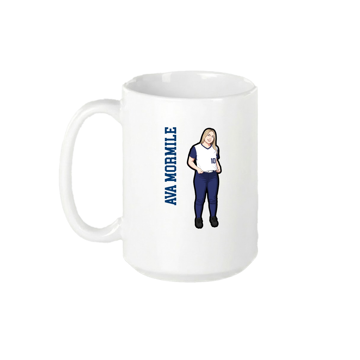 15oz Coffee Mug — Name Vertical in White