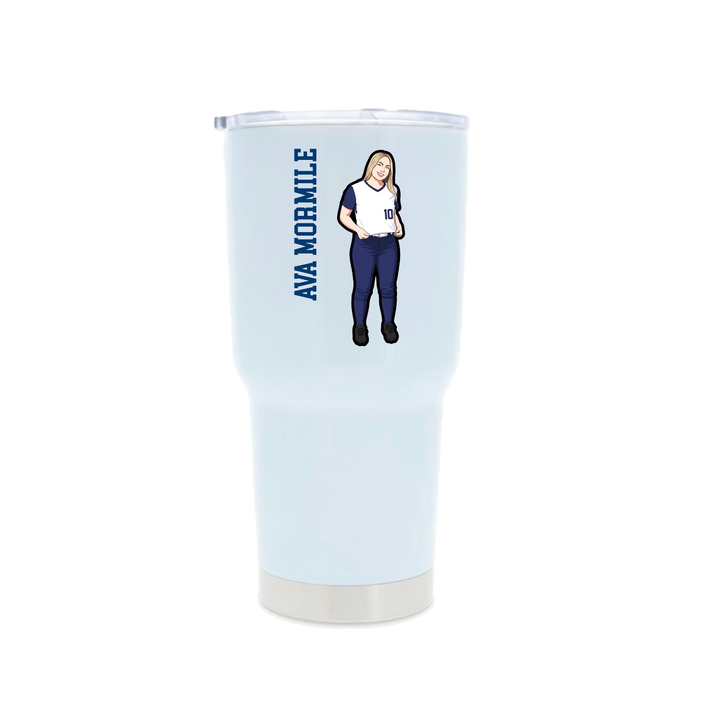 30oz Stainless Steel Tumbler — Name Vertical in White