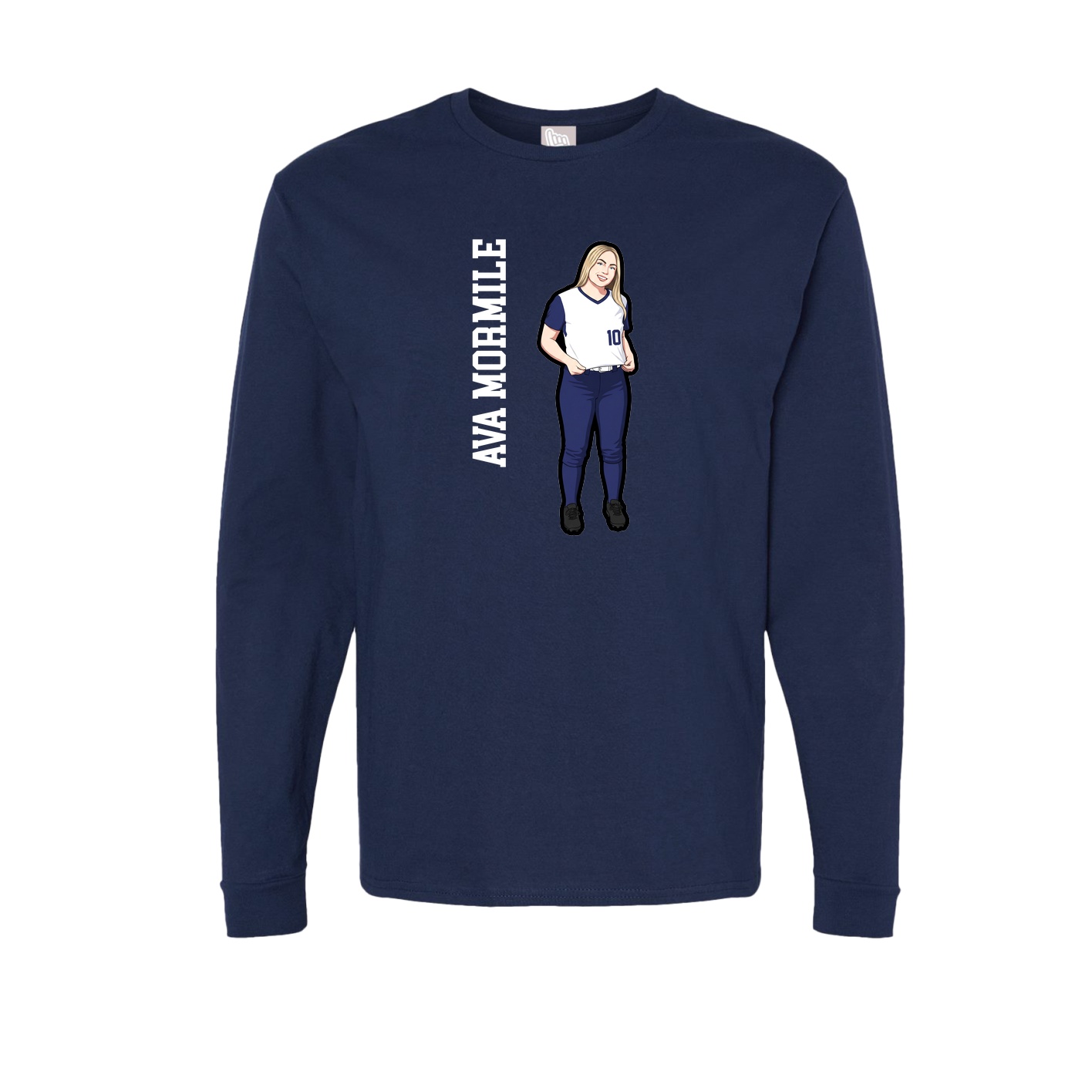 Long Sleeve Tee — Name Vertical in Navy